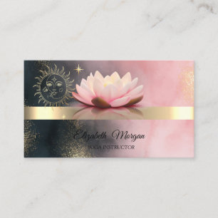 Tarjeta De Visita Flor de Loto Elegante Sol Dorado Yoga