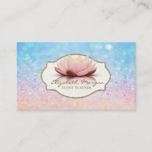 Tarjeta De Visita Flor de Loto Marco Moderno Brillo Bokeh Ombre