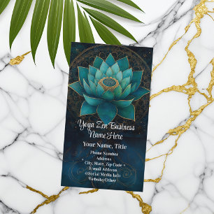 Tarjeta De Visita Flor de Loto Turquesa Elegante Spa de Yoga Zen Sal