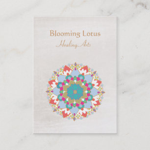 Tarjeta De Visita Flor de Lotus colorida Mandala Healing Arts