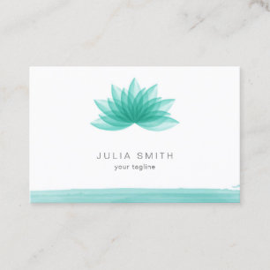 Tarjeta De Visita Flor de Lotus en color verde azulado