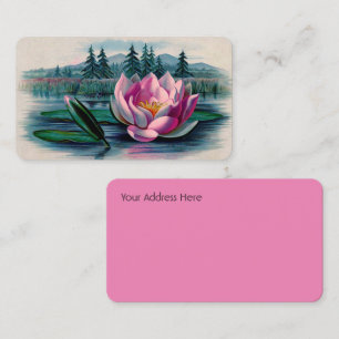 Tarjeta De Visita Flor de Lotus rosa vintage
