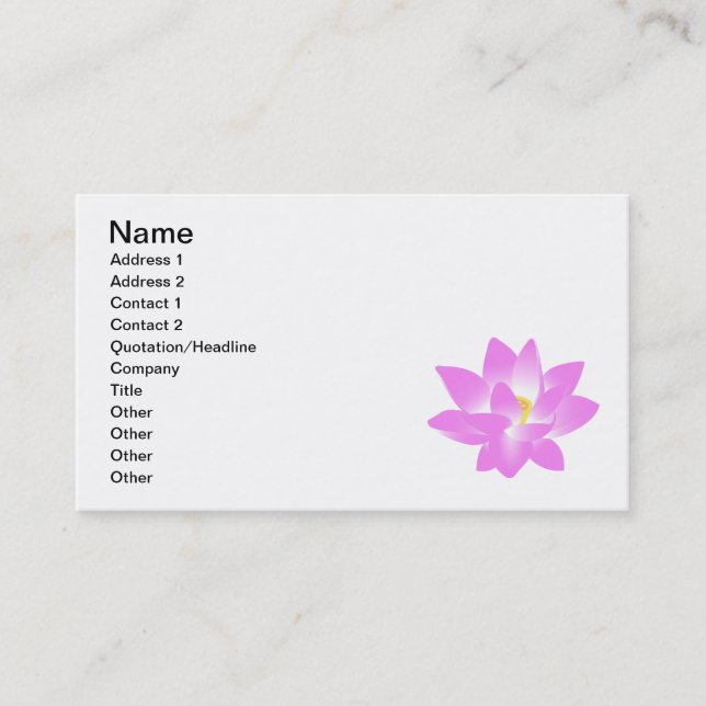 Tarjeta De Visita Flor de Lotus rosada (Anverso)