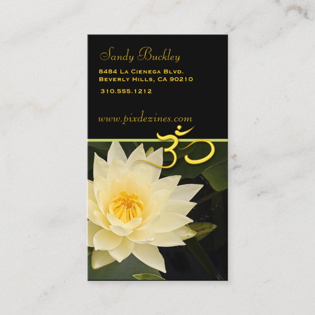 Tarjeta De Visita Flor de Lotus, yoga Om, sanadores (Anverso)