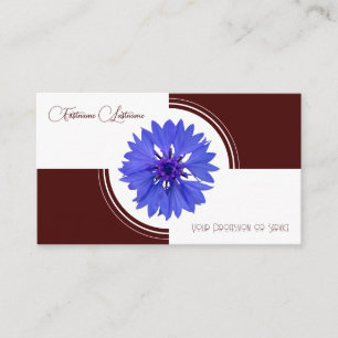 Tarjeta De Visita Flor de maíz azul caligrafía de blanco oscuro