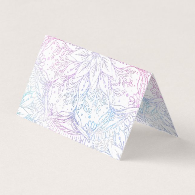 Tarjeta De Visita Flor de Mandala azul rosa mágico (Anverso)