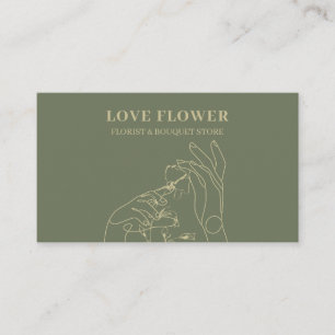 Tarjeta De Visita Flor de Mano Botánica Sage Gold