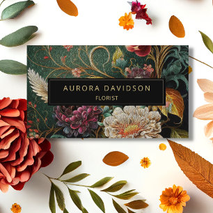 Tarjeta De Visita Flor de marfil verde de color de color oscuro