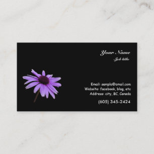 Tarjeta De Visita flor de margarita morada sobre fondo negro