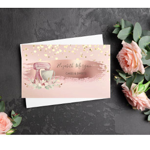 Tarjeta De Visita Flor de Mezcla, Confeti Dorado, Pincelada