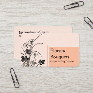 Tarjeta De Visita Flor de Moda florida de color negro