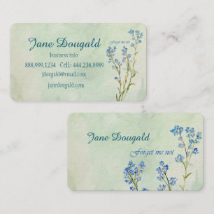 Tarjeta De Visita Flor de nomeolvides azul acuarela