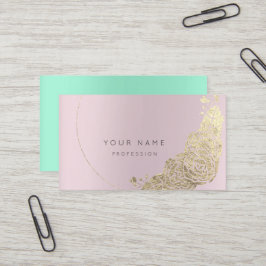Tarjeta De Visita Flor de oro verde de menta Amethanic Pink Mauv