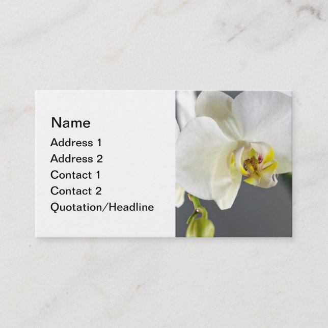 Tarjeta De Visita Flor de orquídea blanca (Anverso)
