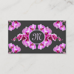 Tarjeta De Visita Flor de orquídea florida monograma caligrafía QRCo