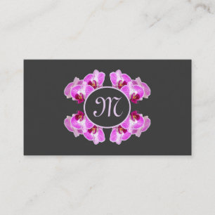 Tarjeta De Visita Flor de orquídea florida monograma caligrafía QRCo
