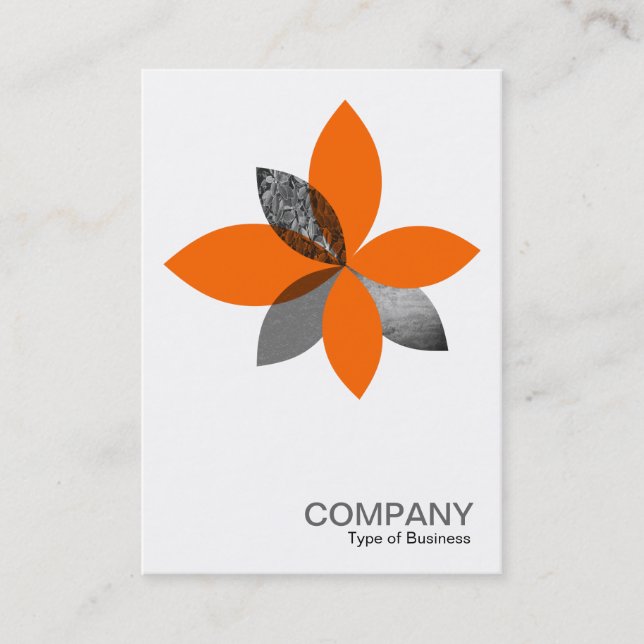 Tarjeta De Visita Flor de planta geométrica - Naranja (Anverso)