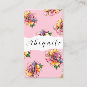 Tarjeta De Visita Flor de Pluma Vector Floral Vintage Sin Fisuras