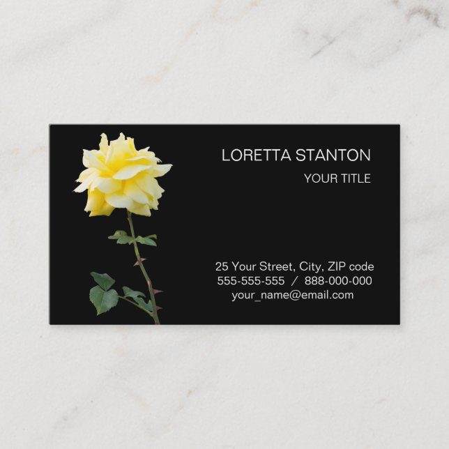 Tarjeta De Visita Flor de rosa amarilla (Anverso)