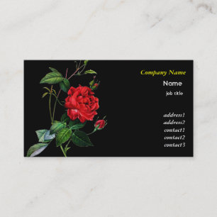Tarjeta De Visita Flor de rosa roja, Pierre Joseph Redouté