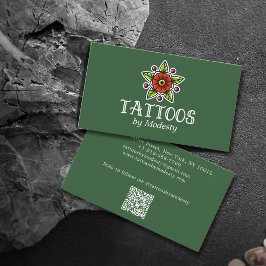 Tarjeta De Visita Flor de tatuaje tradicional