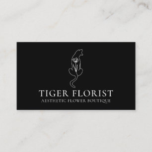 Tarjeta De Visita Flor de Tigre Animal Negro