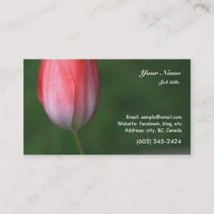 Tarjeta De Visita flor de tulipán roja sobre fondo verde