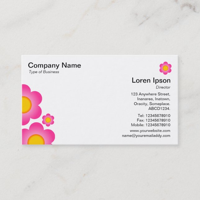 Tarjeta De Visita Flor de Vector - Blanco (Anverso)
