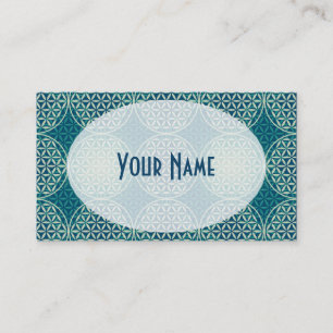 Tarjeta De Visita Flor de vida - estampado - azul cian