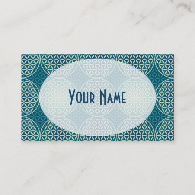 Tarjeta De Visita Flor de vida - estampado - azul cian (Anverso)