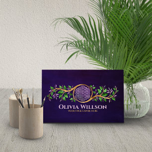 Tarjeta De Visita Flor de vida - Fluorita y oro
