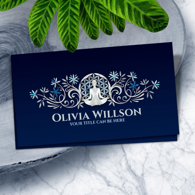 Tarjeta De Visita Flor de vida - Ornamento floreciente de yoga (Subido por el creador)