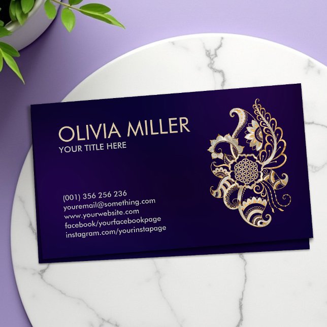 Tarjeta De Visita Flor de vida Ornamento - Perla y oro (Subido por el creador)