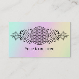 Tarjeta De Visita Flor de vida - ornamentos negro I
