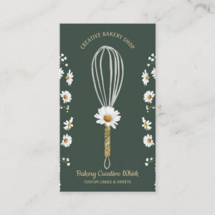 Tarjeta De Visita Flor de Whisk Rústico de Daisy Green
