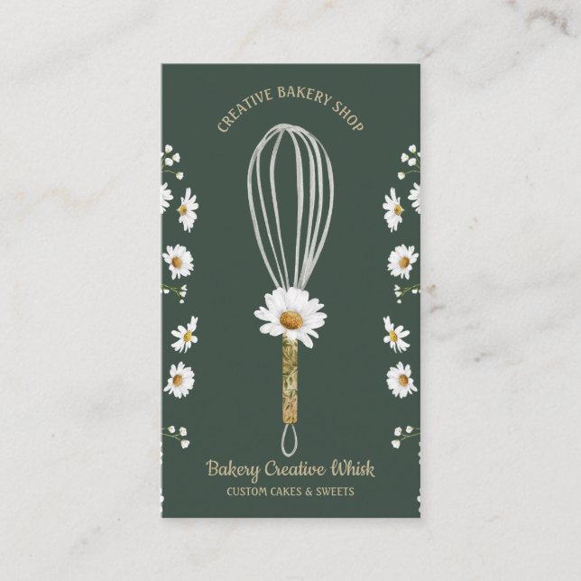 Tarjeta De Visita Flor de Whisk Rústico de Daisy Green (Anverso)