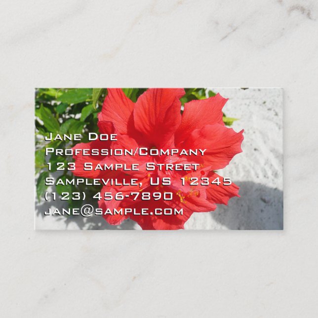 Tarjeta De Visita Flor doble roja hibiscus (Anverso)