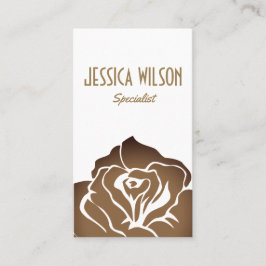 Tarjeta De Visita Flor dorada blanca, moderna y moda