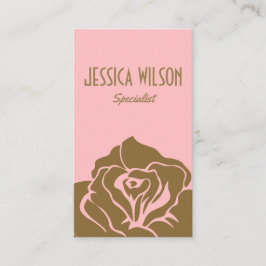 Tarjeta De Visita Flor dorada rosa moderna y moda rosa