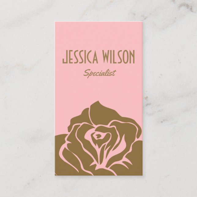 Tarjeta De Visita Flor dorada rosa moderna y moda rosa (Anverso)