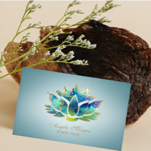 Tarjeta De Visita Flor elegante azul Lotus