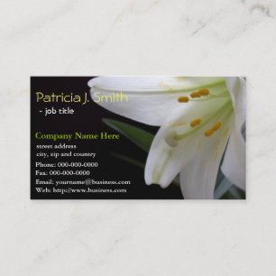 Tarjeta De Visita Flor elegante, bonita y pura de lirio blanco