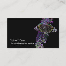 Tarjeta De Visita Flor elegante de mariposa de Neon Pop-Art
