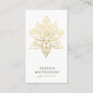 Tarjeta De Visita Flor Elegante Gold Lotus 