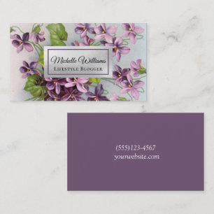 Tarjeta De Visita Flor elegante morada vintage floral de Lilac