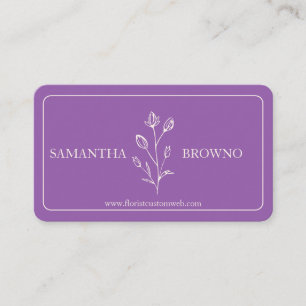 Tarjeta De Visita Flor enmarcada beige púrpura