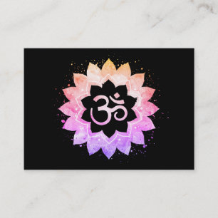 Tarjeta De Visita Flor espiritual budista de OM Aum Lotus de la yoga
