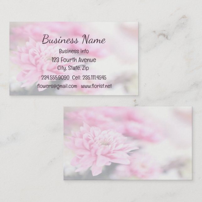 Tarjeta De Visita Flor floral rosa personalizado (Anverso / Reverso)