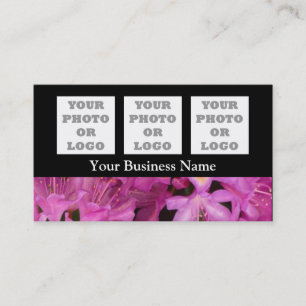 Tarjeta De Visita Flor floral rosada bonita en negro