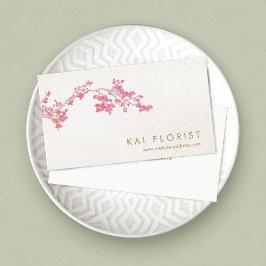 Tarjeta De Visita Flor florida de cerezo rosa elegante